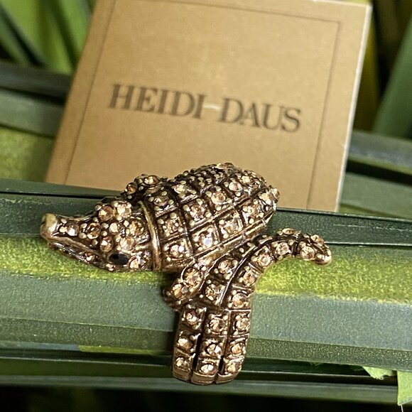 Heidi Daus Creature Couture Crystal Alligator Ring Sz 8 - Picture 1 of 10